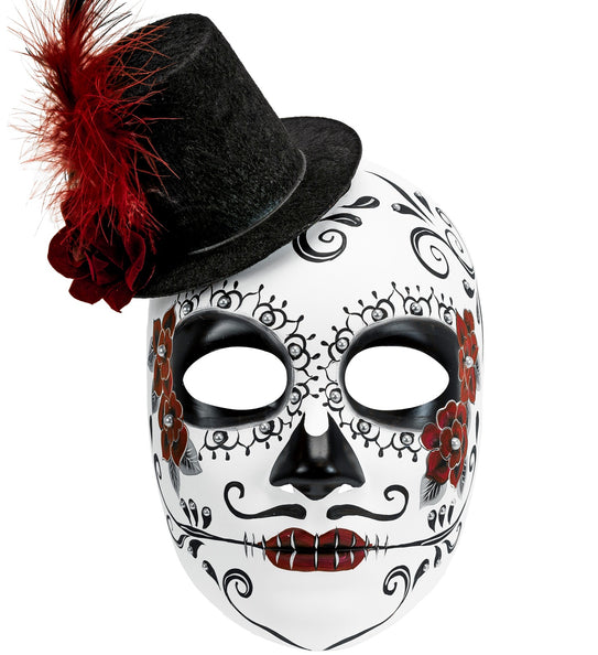 Day of the Dead mask with hat