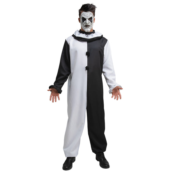 Black and white clown suit with mask