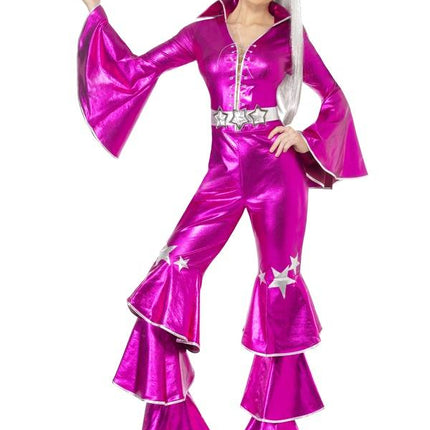 e-carnavalskleding-SYK 1970s Dancing Queen pak roze vrouw Medium