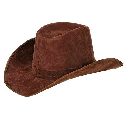 e-carnavalskleding-SYK Cowboyhoed bruin suede