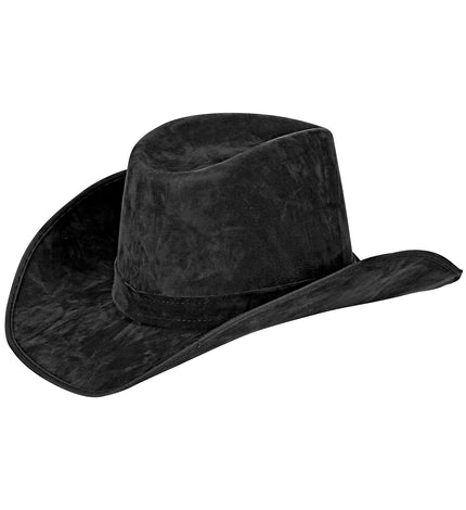 e-carnavalskleding-SYK Cowboyhoed suede look in de kleur zwart