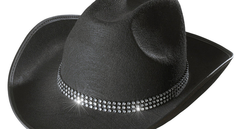 e-carnavalskleding-SYK Cowboyhoed zwart met strass band