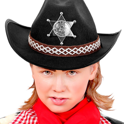 e-carnavalskleding-SYK Cowboyhoed zwart sheriff kind