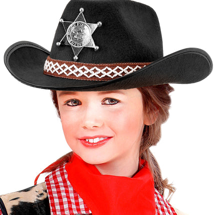 e-carnavalskleding-SYK Cowboyhoed zwart sheriff kind