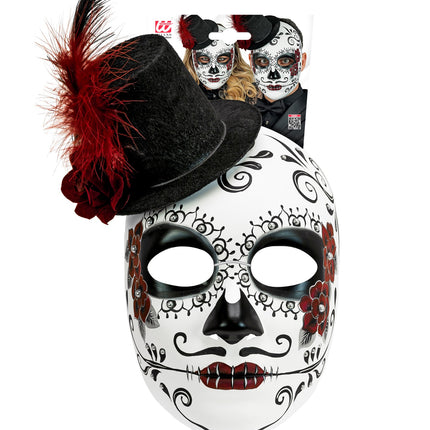 e-carnavalskleding-SYK Day of the Dead masker met hoed