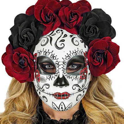 e-carnavalskleding-SYK Day of the Dead masker met rozen