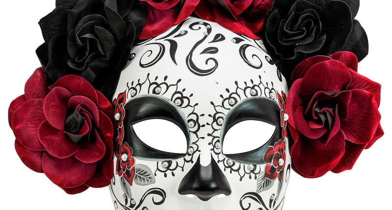 e-carnavalskleding-SYK Day of the Dead masker met rozen