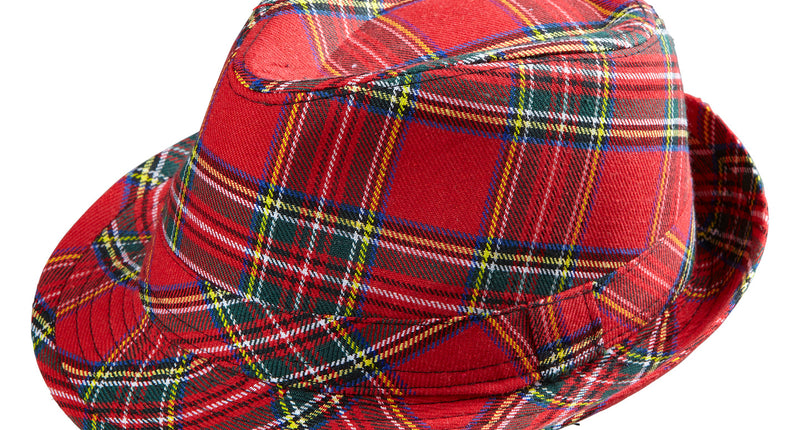 e-carnavalskleding-SYK Fedora Rood Met Tartan Print