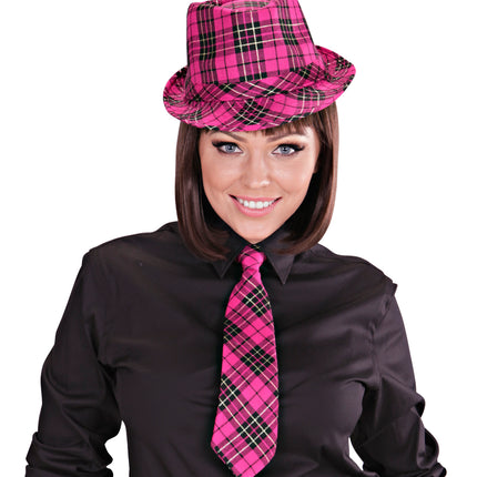 e-carnavalskleding-SYK Fedora Rose Met Tartan Print