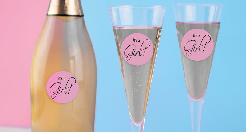 e-carnavalskleding-SYK Fles en glas stickers it's a girl 6 stuks