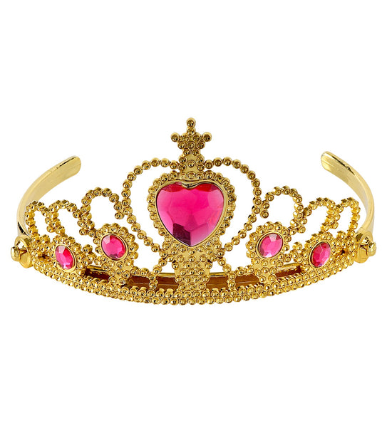 e-carnavalskleding-SYK Gouden tiara met roze steentjes