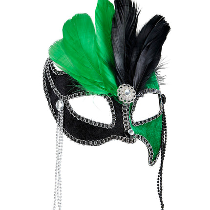 e-carnavalskleding-SYK Groen zwart Ball masker