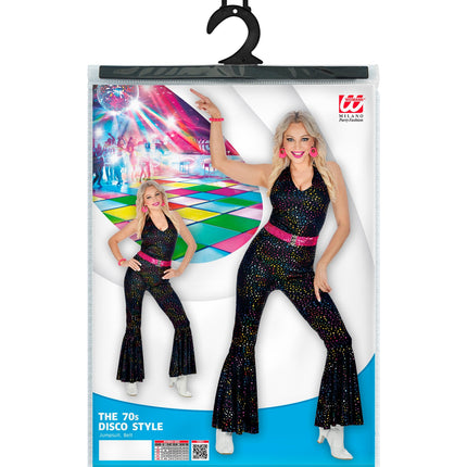 e-carnavalskleding-SYK Jumpsuit disco stijl zwart