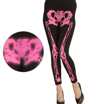 e-carnavalskleding-SYK Legging skelet neon roze