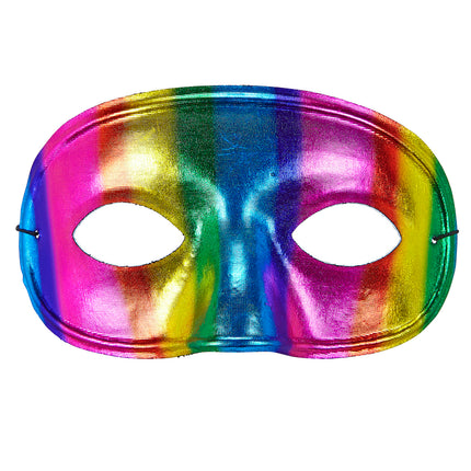 e-carnavalskleding-SYK Metallic kleurig regenboog masker