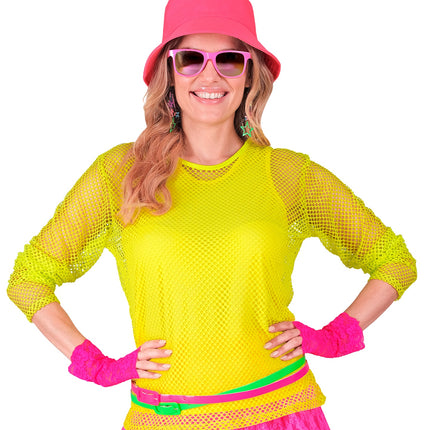 e-carnavalskleding-SYK Net shirt lang neon geel