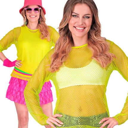 e-carnavalskleding-SYK Net shirt lang neon geel