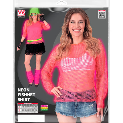 e-carnavalskleding-SYK Net shirt lang neon roze