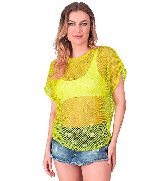 e-carnavalskleding-SYK Net t-shirt neon geel