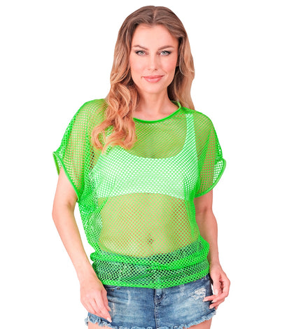 e-carnavalskleding-SYK Net t-shirt neon groen