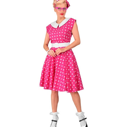 e-carnavalskleding-SYK Rock-'n-roll fashion jurk roze 50s