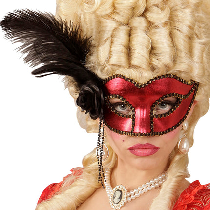 e-carnavalskleding-SYK Rood Metallic Venetiaans oogmasker