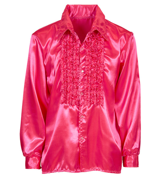 e-carnavalskleding-SYK Ruche blouse satijn roze