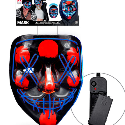 e-carnavalskleding-SYK Scary masker blauw led