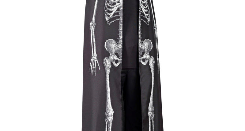 e-carnavalskleding-SYK Skeleton cape met capuchon zwart