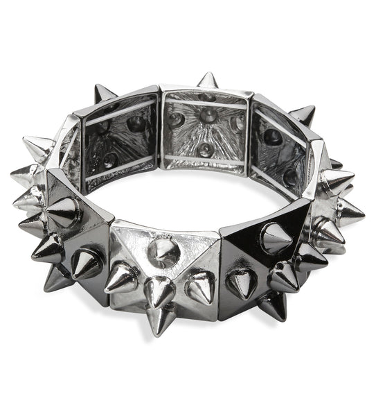 e-carnavalskleding-SYK Zwart zilveren spikes armbandjes