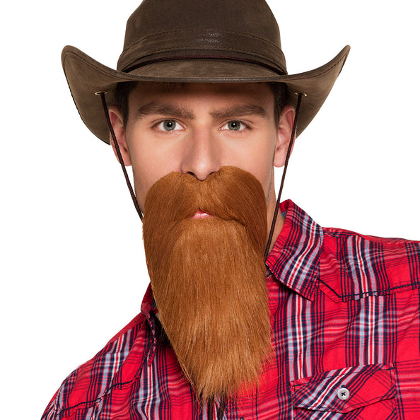 E-Carnavalskleding.nl Baard Cowboy bruin lang