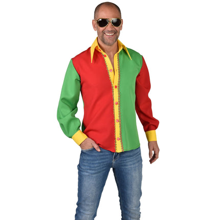 E-Carnavalskleding.nl Rood geel groen overhemd blouse heren