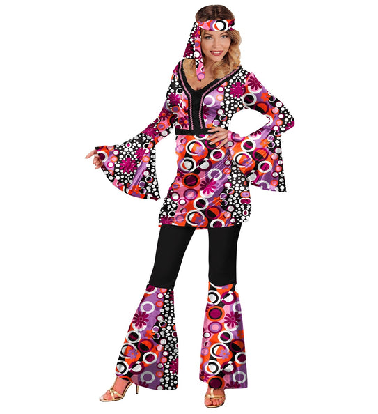 e-carnavalskleding-SYK 70s groovy kostuum roze Linda