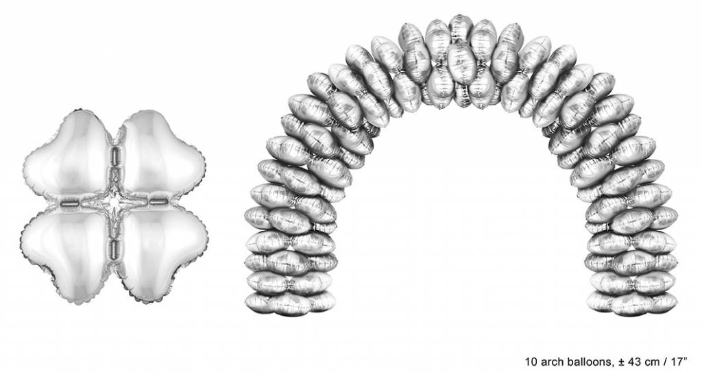 e-carnavalskleding-SYK Ballonboog folieballonnen hart Zilver