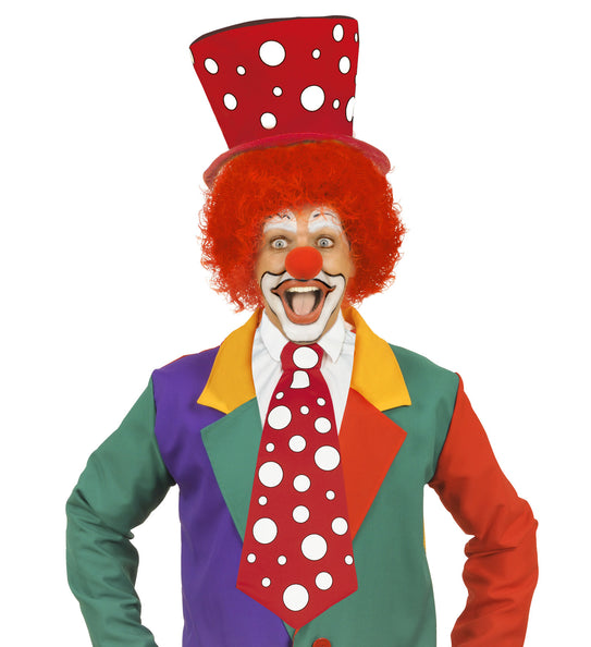 e-carnavalskleding-SYK Clown stropdas rood met witte bollen