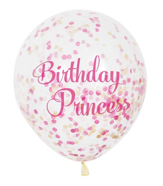 e-carnavalskleding-SYK Confetti ballonnen "Birthday Princess" 30cm  6stuks