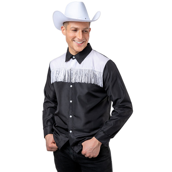 e-carnavalskleding-SYK Cowboy blouse Sam heren zwart wit