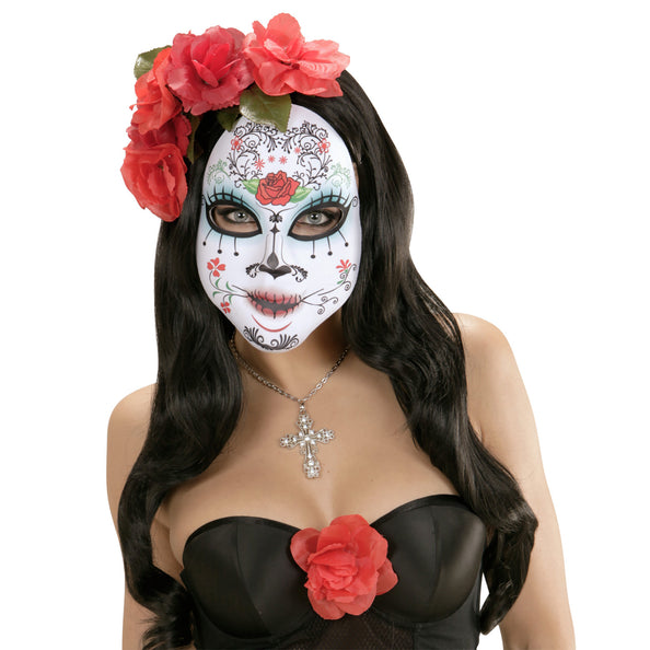 e-carnavalskleding-SYK Day of the dead masker met rozen