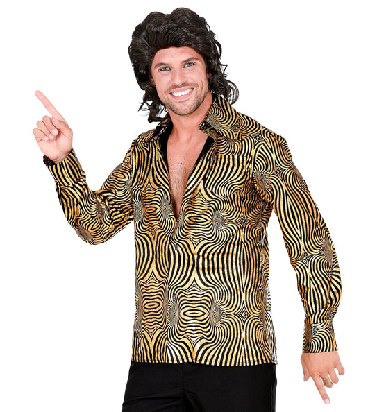 e-carnavalskleding-SYK Disco shirt jaren 70 goud heren