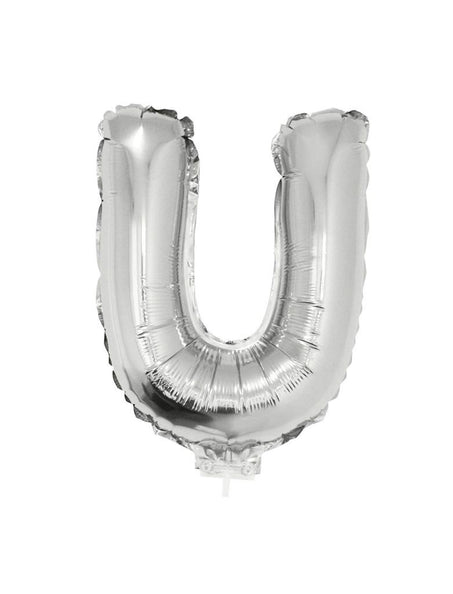 e-carnavalskleding-SYK Folie ballon letter U Zilver