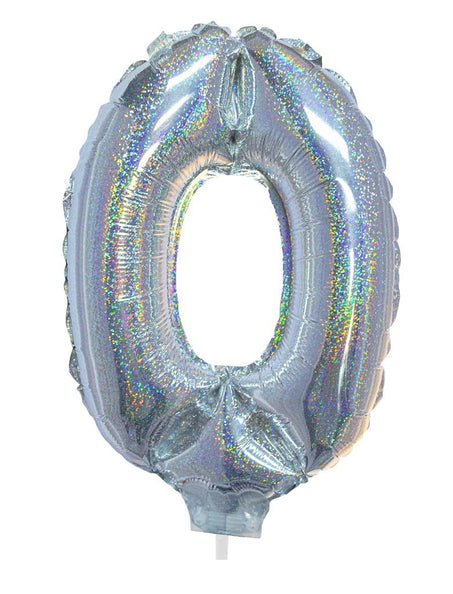 e-carnavalskleding-SYK Folieballon 41cm op stokje glitter zilver