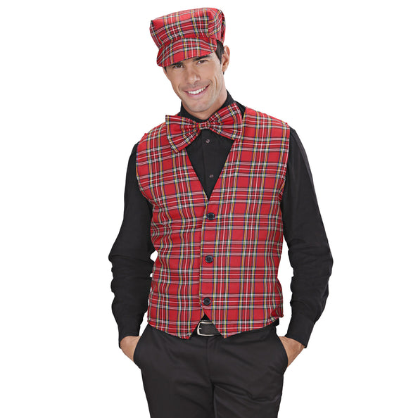 e-carnavalskleding-SYK Geruit vest Tartan motief rood