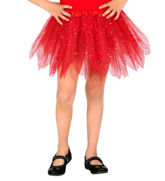 e-carnavalskleding-SYK Glitter tutu rok kort rood kinderen