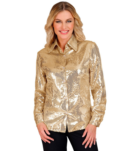 e-carnavalskleding-SYK Gouden blouse pailletten dames