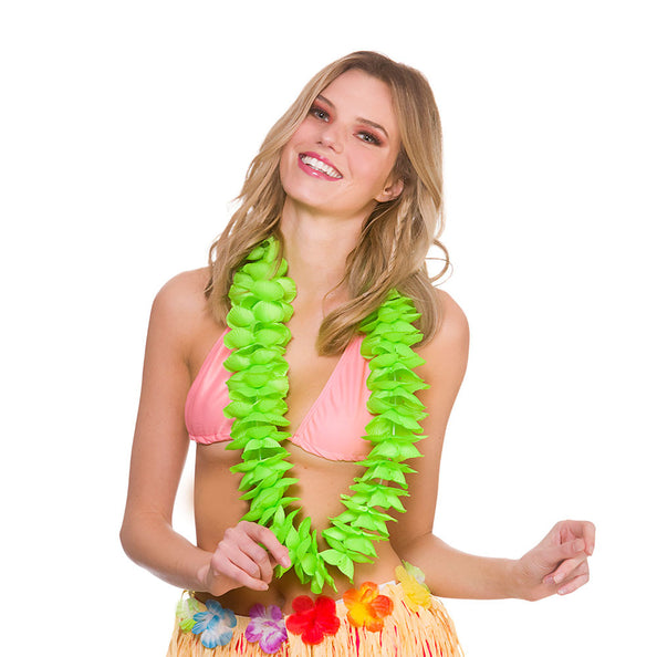 e-carnavalskleding-SYK Groene Hawaii bloemenslinger satijn look