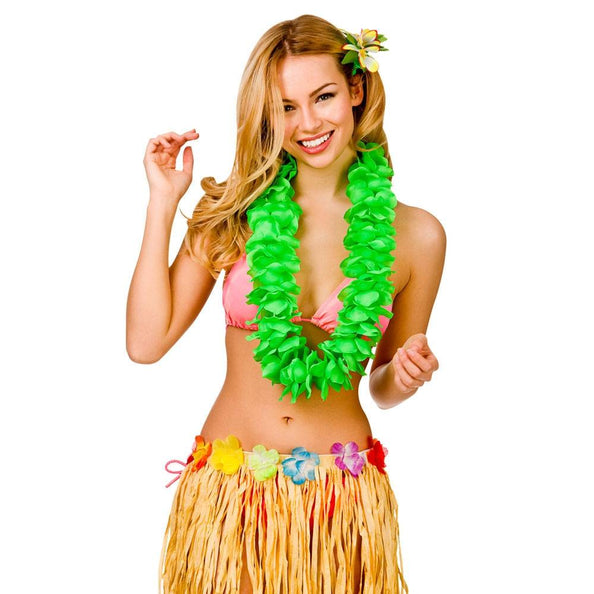 e-carnavalskleding-SYK Hawaii slinger groen grote bloemen (9.5cm)