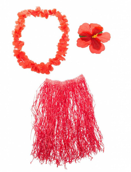 e-carnavalskleding-SYK Hawaii verkleed set Aloha rood