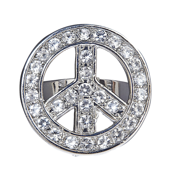 e-carnavalskleding-SYK Hippie ring peace met diamantjes