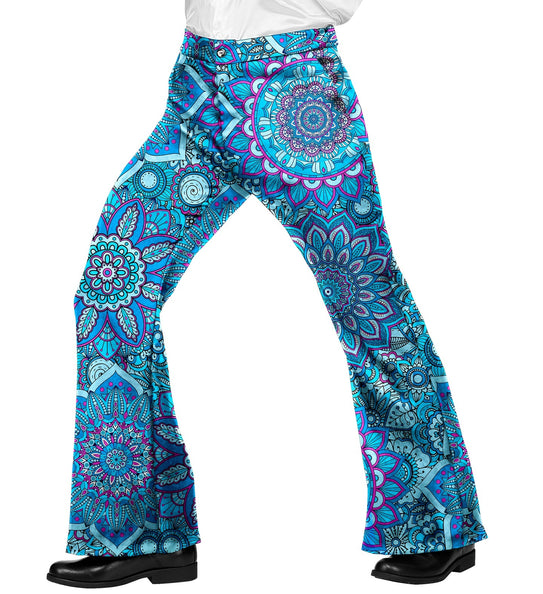 e-carnavalskleding-SYK Jaren 70 broek mandala blauw heren