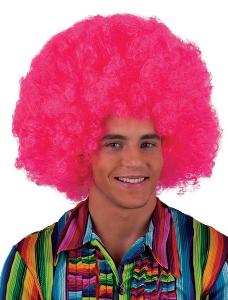 e-carnavalskleding-SYK Mega afro pruik Nikki in roze/fuchsia